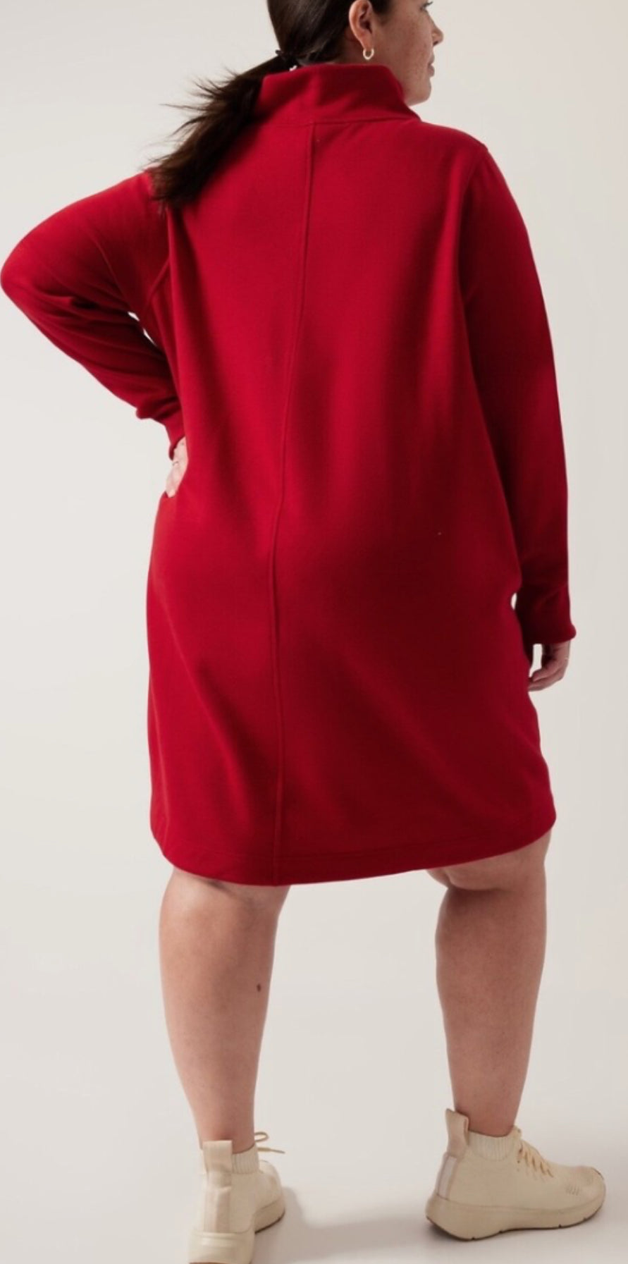 ATHLETA Cozy Karma Asym Sweatshirt Dress, Red New! 2X B10