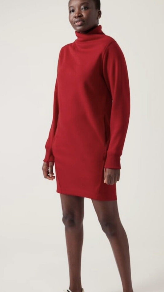 ATHLETA Cozy Karma Asym Sweatshirt Dress, Red New! 1X B10