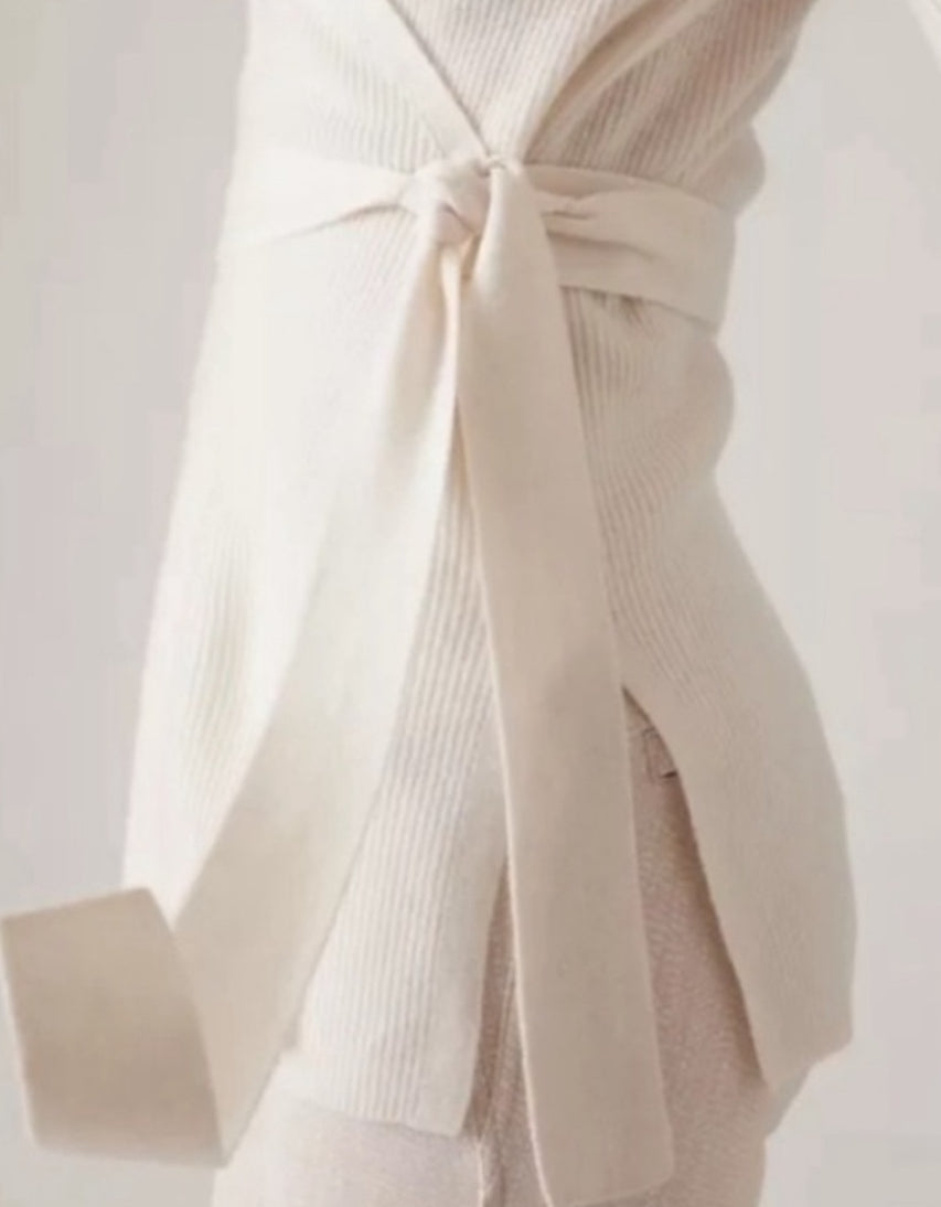Athleta Alpine Wrap Sweater Ivory, Large New! B4