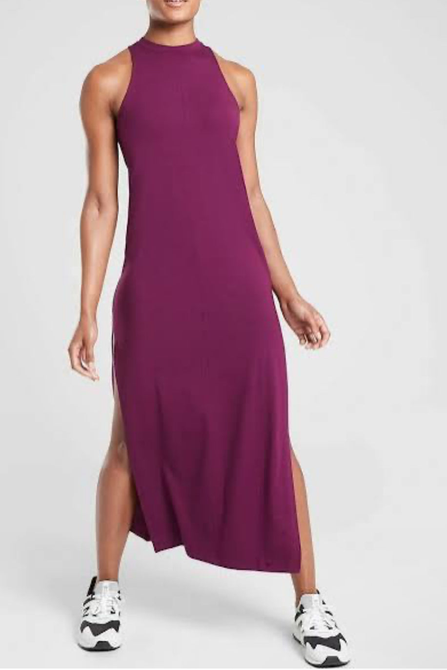 ATHLETA Destination Maxi Dress, Velvet Plum, Medium New! B11