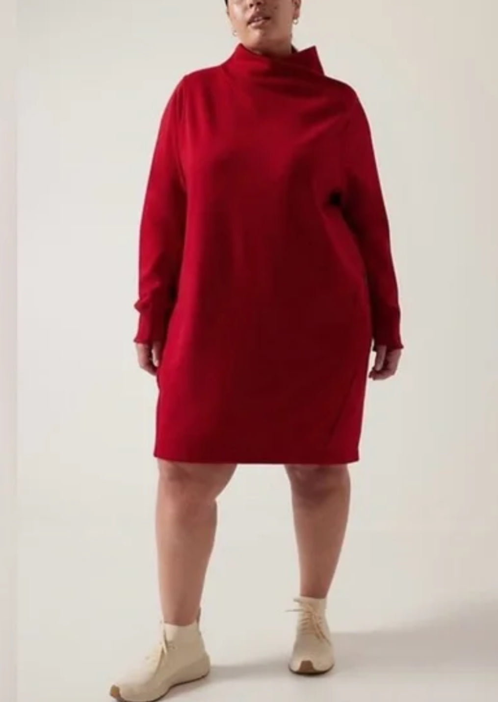ATHLETA Cozy Karma Asym Sweatshirt Dress, Red New! 2X B10
