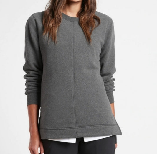 ATHLETA Retroplush Crewneck Sweatshirt, Heather Gray, Medium New! B4