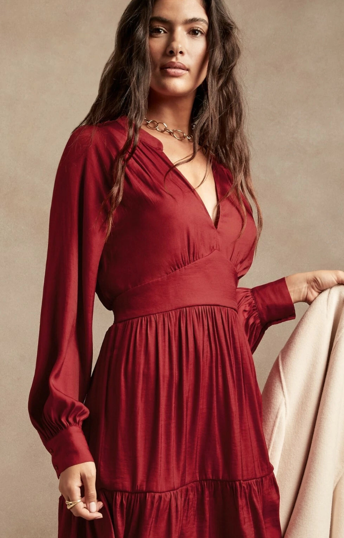 Banana Republic tiered mini-dress, Red, Large Tall B17