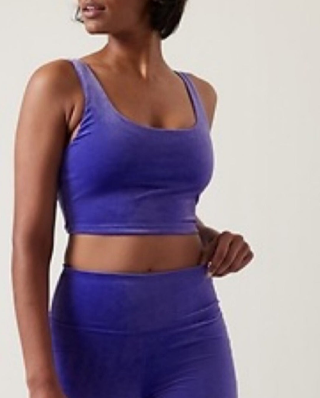 ATHLETA Velvet cutout Crop, Purple, Large New! B8