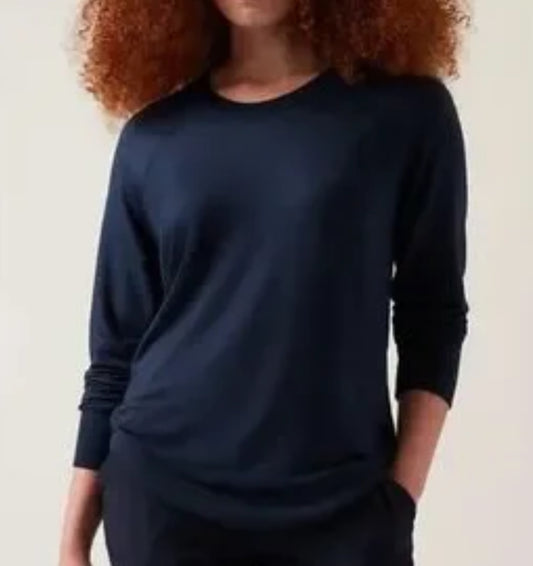 ATHLETA Mindset Sweatshirt, Navy, Large NEW! B11