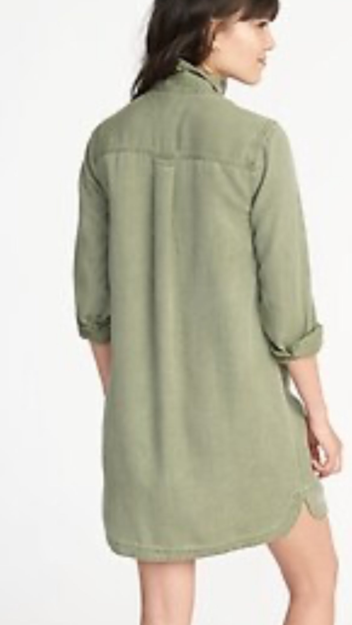 Old Navy Tencel Shirt Dress, Green Medium B14