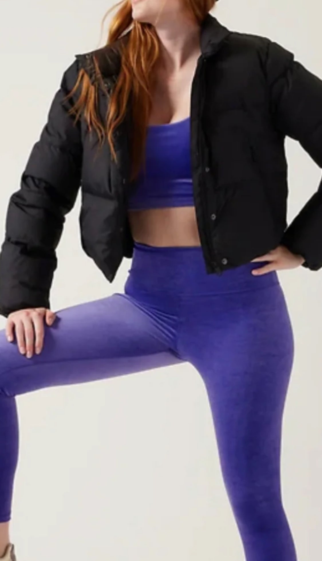 ATHLETA Velvet cutout Crop, Purple, Large New! B8