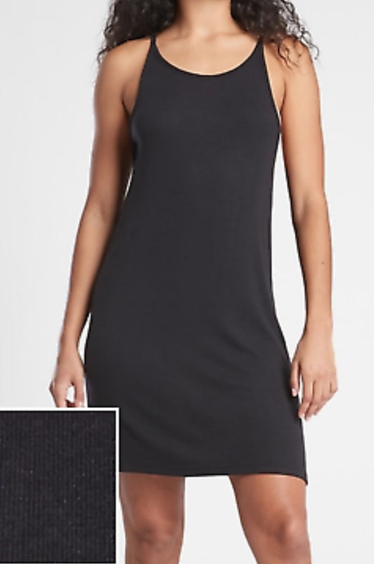 ATHLETA Well Rested Rib Sleep Dress, Black Large NEW! A11