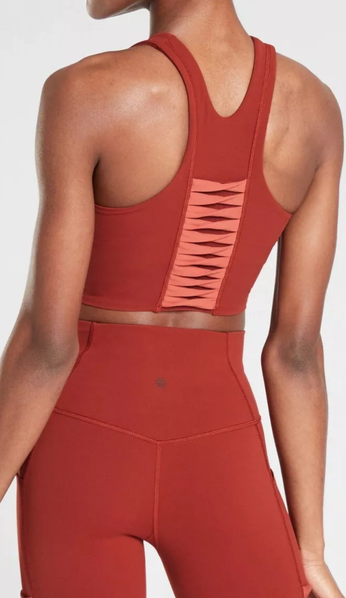 Athleta Conscious Twist Crop in Powervita D-DD, RUSSET BROWN SIZE M A11