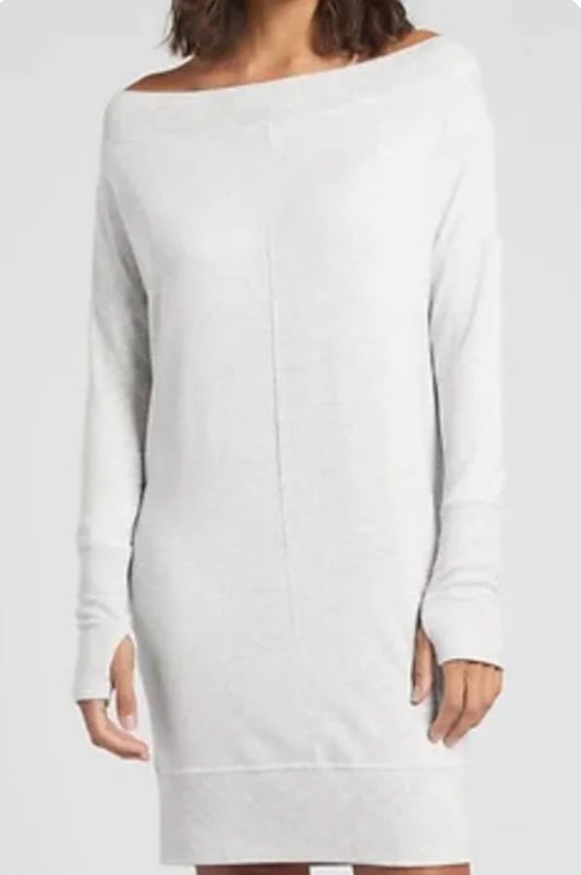 ATHLETA Studio Barre Sweatshirt Dress 2.0, Large Grey New! B11