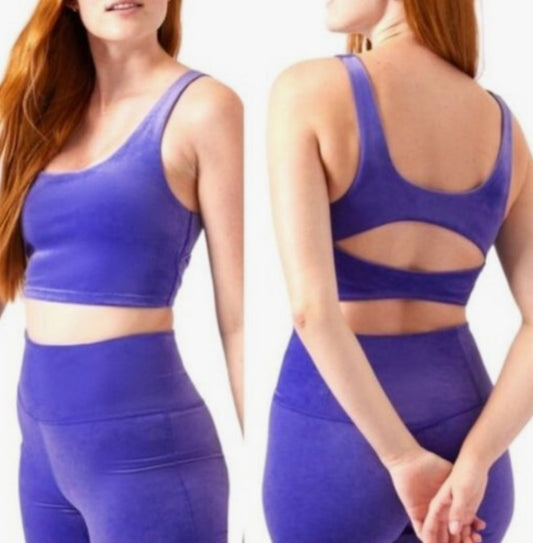 ATHLETA Velvet cutout Crop, Purple, Large New! B8
