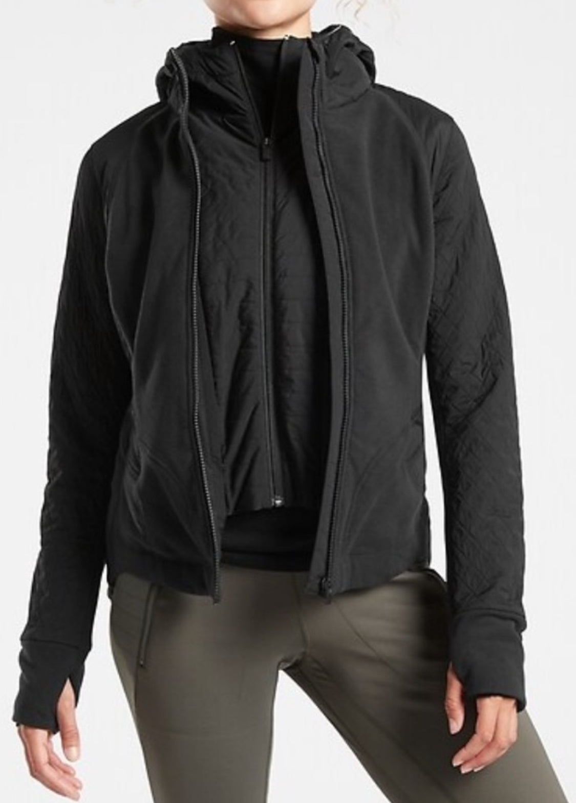 ATHLETA Cold Front Hybrid Jacket, Black Large, New!  B5