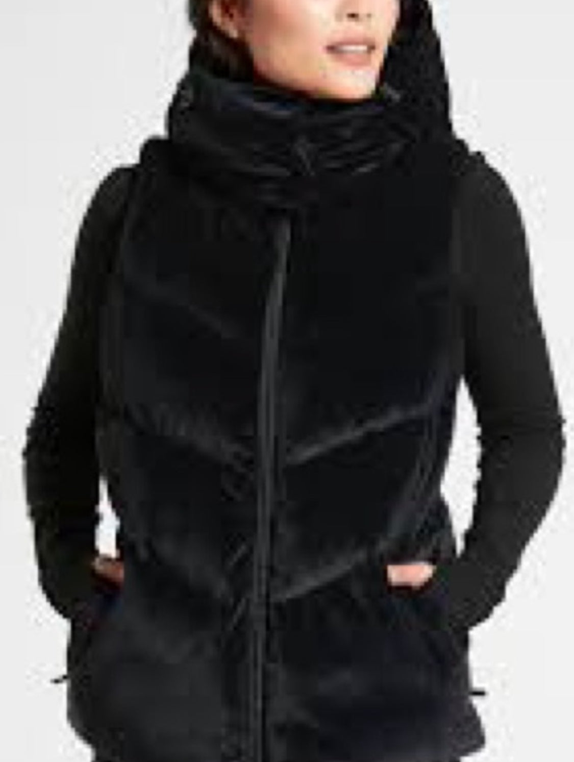 Athleta Lofty Velvet Down Vest, Black, Small New! B5