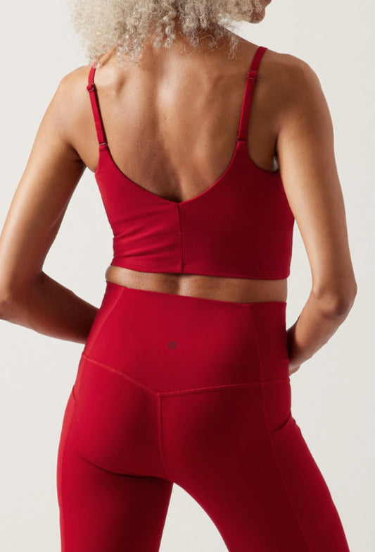 ATHLETA Elation V-Neck Crop D-DD Red, XL NEW A11