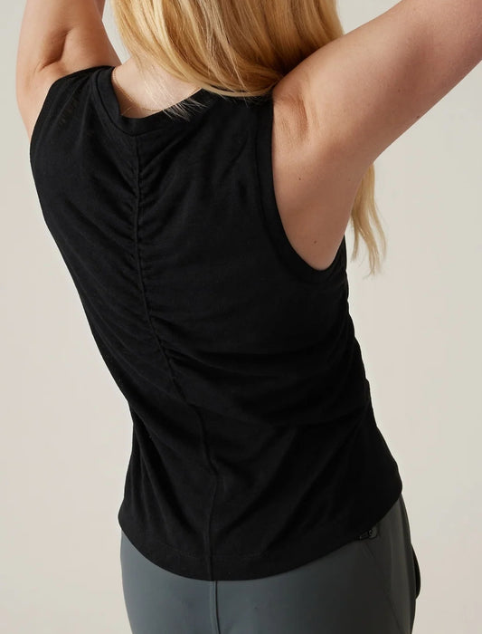 ATHLETA Breezy Ruched Tank Black Medium NEW! (A1)
