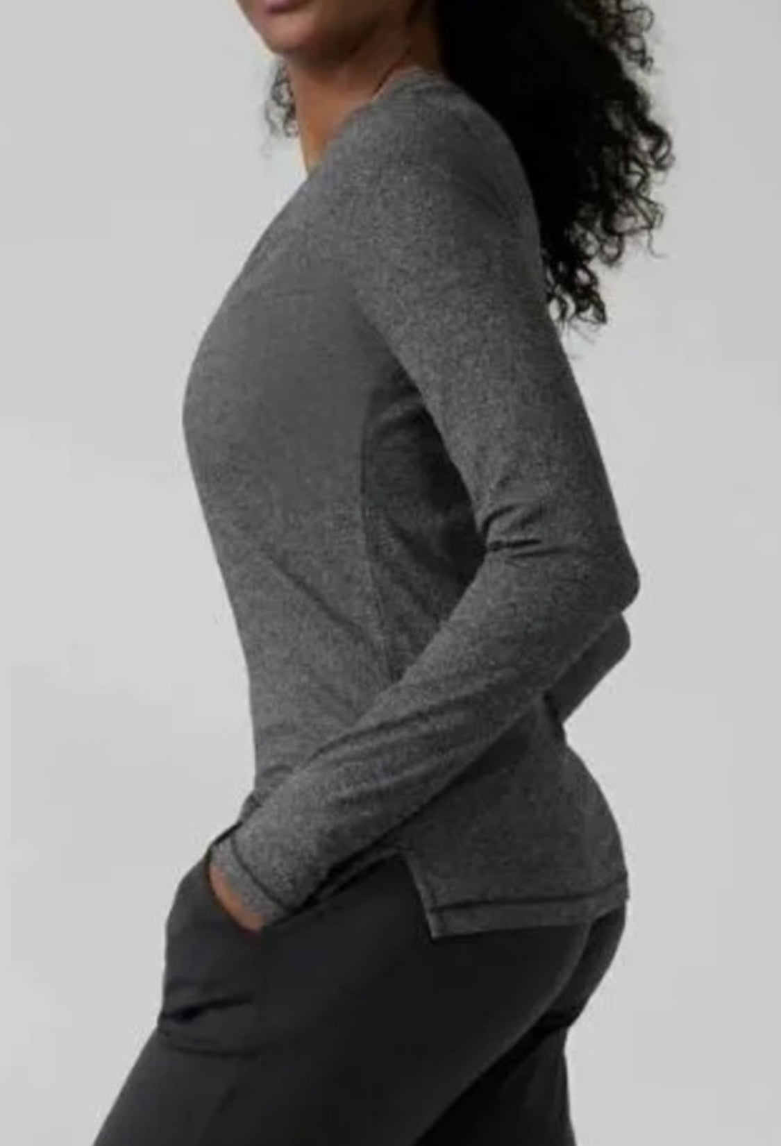 ATHETA Uptempo Ribbed Henley, Charcoal, XL New! B11