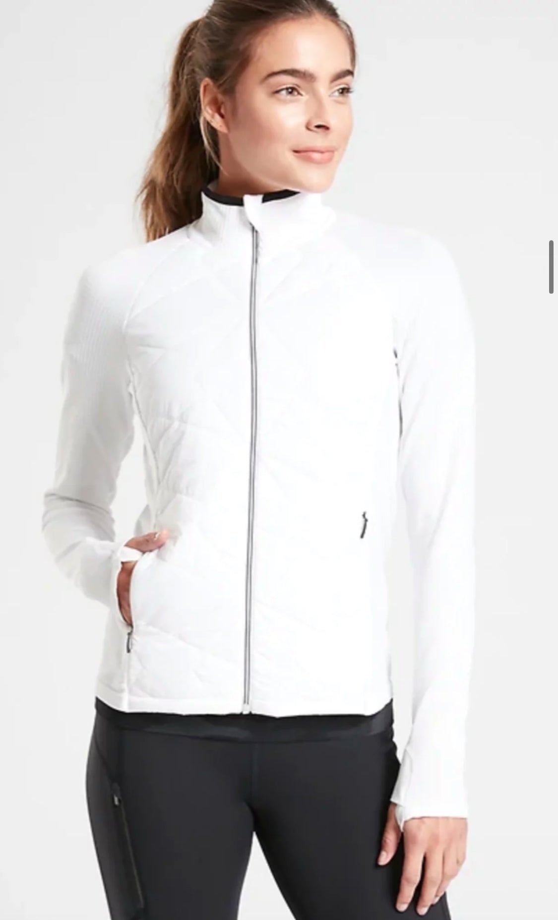 ATHLETA Insulated Flurry Jacket, White, XL New! B4