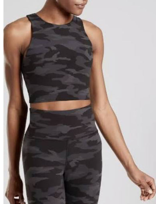ATHLETA Conscious Crop In Powervita D-DD, Black Camo 1X A11