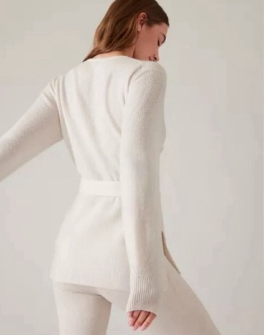 Athleta Alpine Wrap Sweater Ivory, Large New! B4