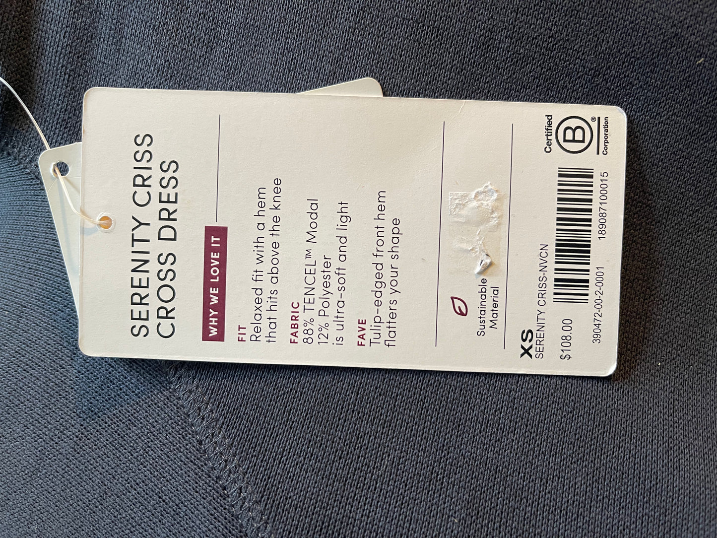 ATHLETA Serenity Criss Cross Dress, X-Small Dark Grey, New! B11