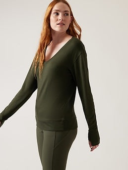 ATHLETA Sunrise V Neck Sweatshirt, XL New! B4