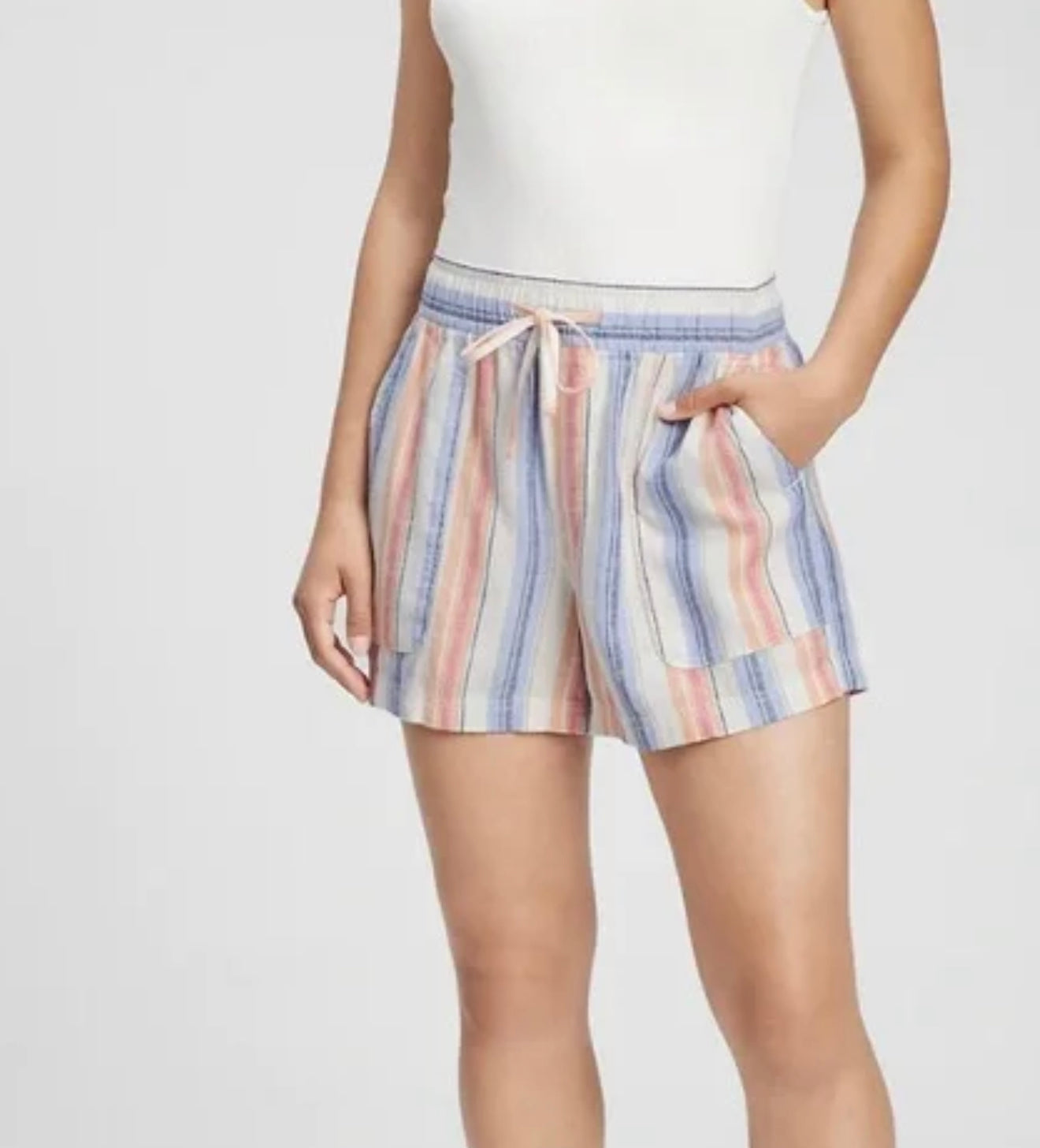 GAP 4" Stripe Linen Pull-On Shorts