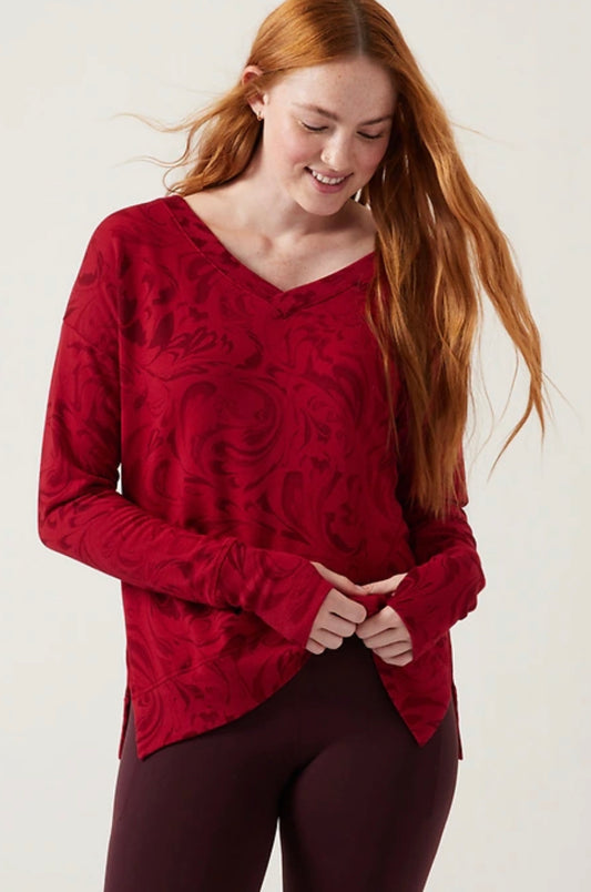ATHLETA Coaster Luxe V-Neck Sweatshirt, Large Tall New! B11