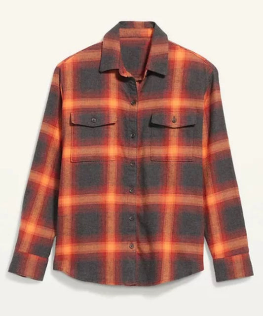 Old Navy's Plaid “EVERMORE” Flannel Boyfriend Tunic Shirt