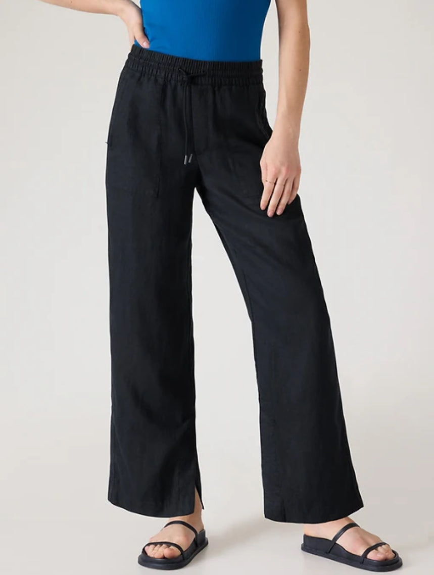 ATHLETA RETREAT LINEN MID RISE WIDE LEG PANT