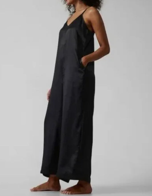 ATHLETA Calm Cool Romper, Black Medium NEW! A11