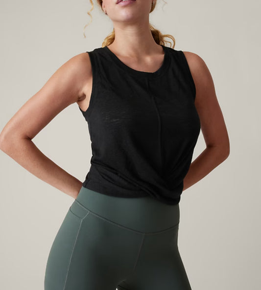 ATHLETA Breezy Twist Tank Large Black NEW! (A2)