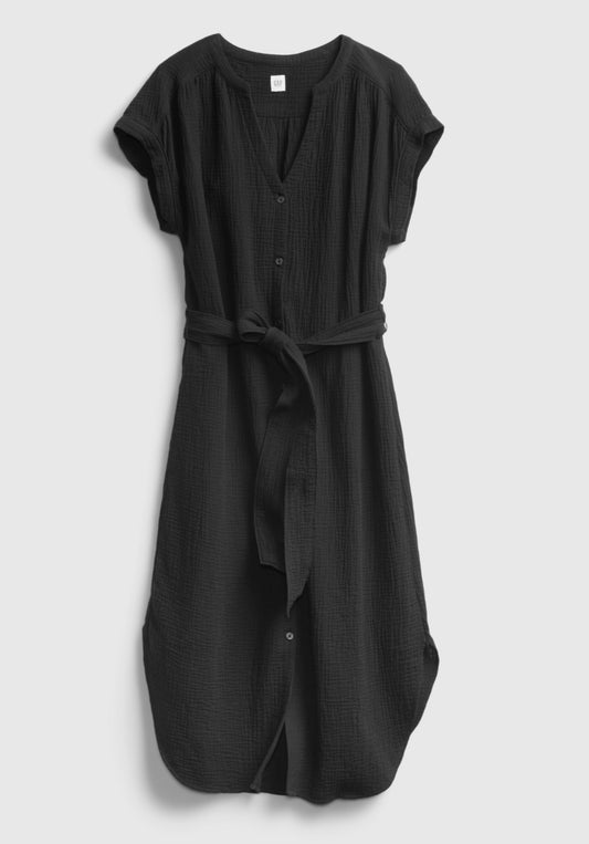 GAP Crinkle Gauze Midi Shirt Dress