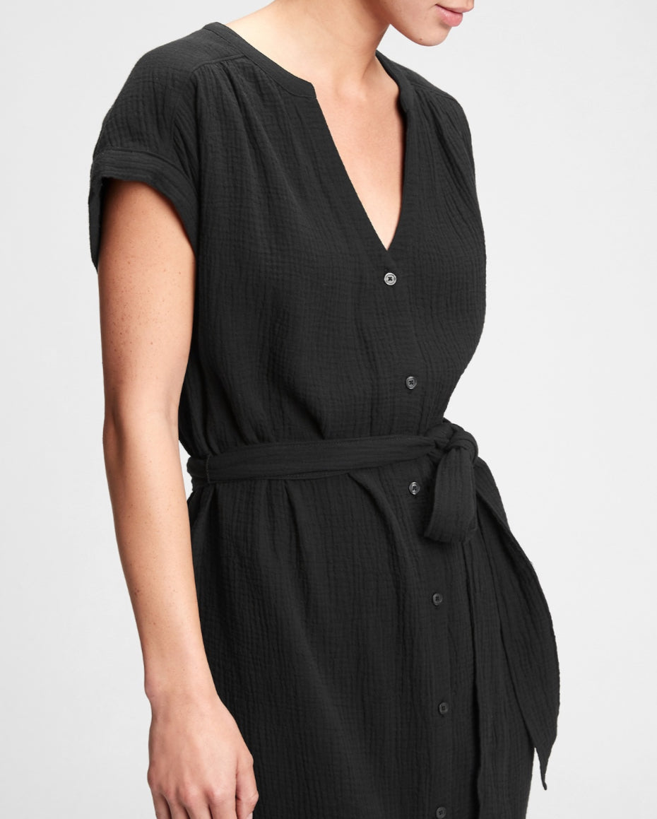 GAP Crinkle Gauze Midi Shirt Dress