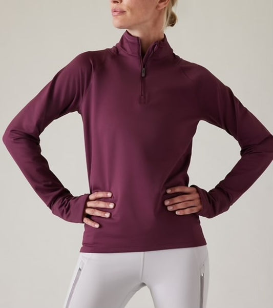 ATHLETA Whistler Half Zip, XL Burgundy, New! B10