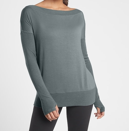ATHLETA Studio Barre Sweatshirt, Metropolis Grey, Large B3
