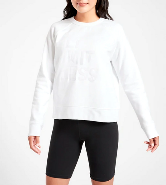 ATHLETA Limitless Graphic Crew, Bright White NEW! B3