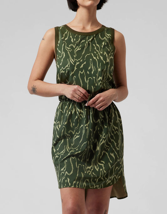 ATHLETA Rincon Printed Dress, Small Green Print NEW! B12