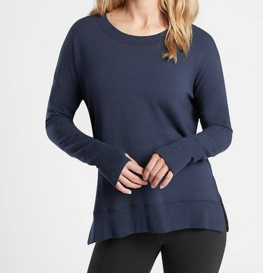 ATHLETA Coaster Luxe Sweatshirt, Navy Small, New! B11