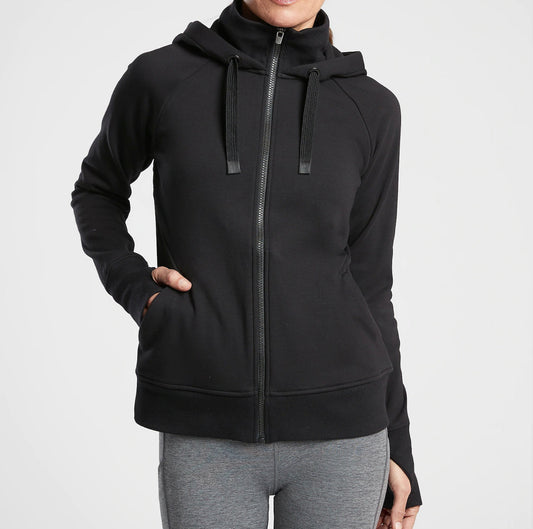 ATHLETA Triumph Hoodie, Black Medium Tall, New! B9