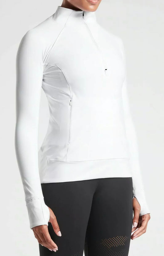 ATHLETA Whittier Peak Half Zip, 2X, White New! B10