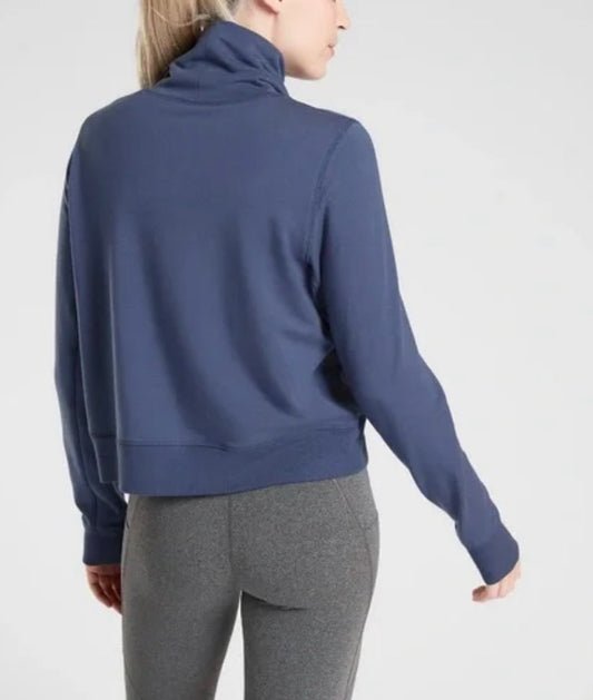 Athleta Nirvana Sweatshirt Pullover Cropped Funnel Neck