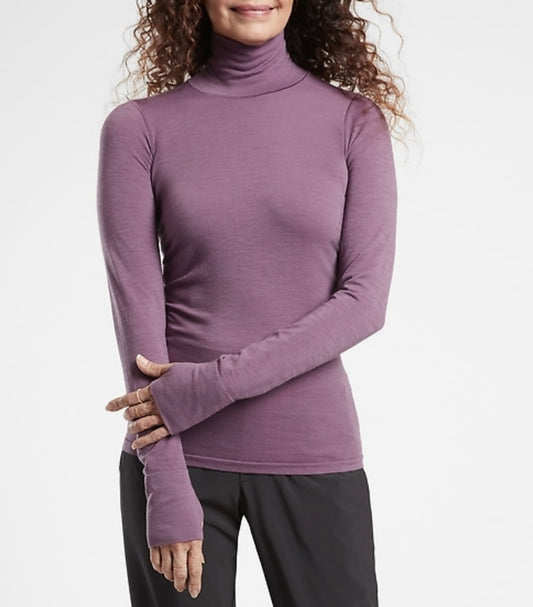 ATHLETA Foresthills Ascent Turtleneck, XL, Dark Sky Violet New! B10