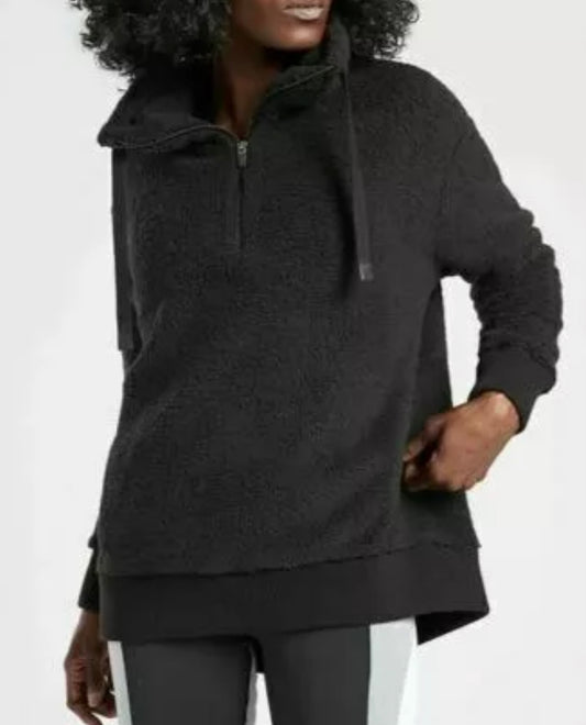ATHLETA Talus Sherpa Half Zip, Black, XL New! B6
