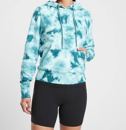 ATHLETA Sundown Tie Dye Hoodie Sweatshirt, Dark Surf Teal