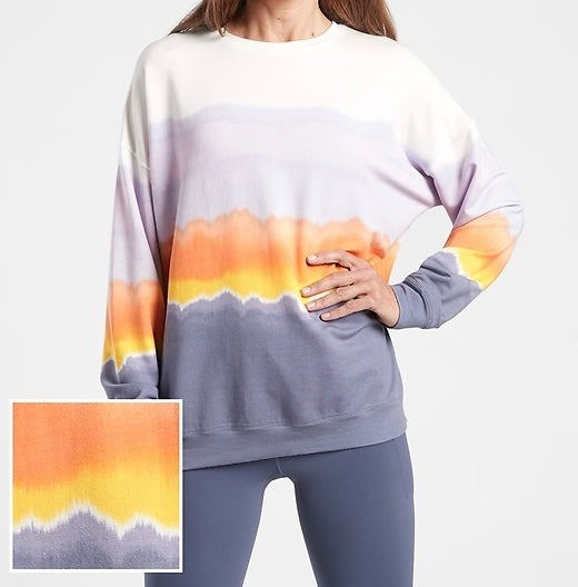 ATHLETA Balance Printed Pullover, Sea Spray Tempest Violet