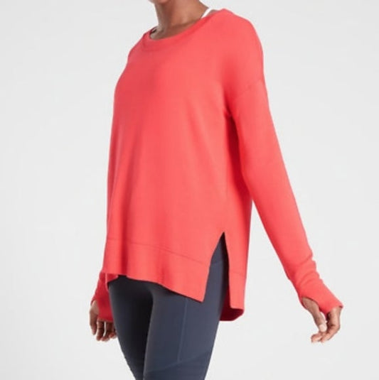ATHLETA Coaster Luxe Sweatshirt, Coral Medium Tall New! B11