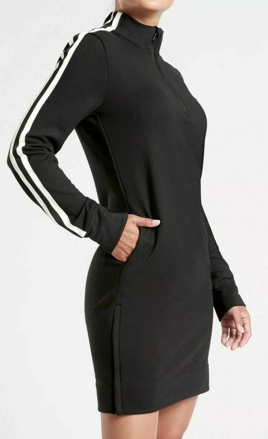 ATHLETA Crosstown Track Dress, Black, Medium New! B12