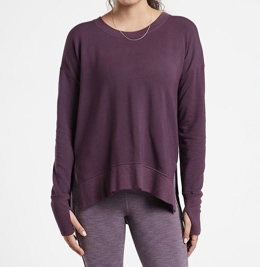 ATHLETA Coaster Luxe Sweatshirt, Plum, Large  New! B11