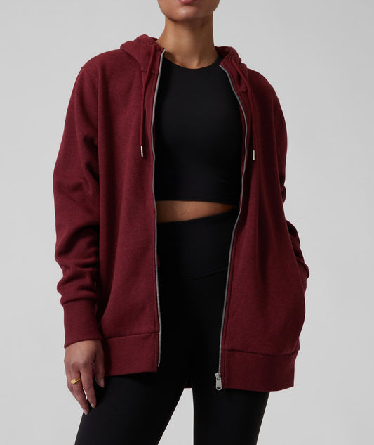 ATHLETA Cozy Karma Full Zip Hoodie, Decadent Red Heather