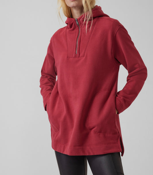 ATHLETA Retroplush Tunic Hoodie, XS, Red New! B10